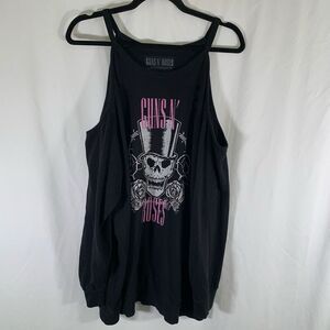 Guns n Roses Sweater Women's 3X Black Skull Print Pullover Cold Shoulder Cotton